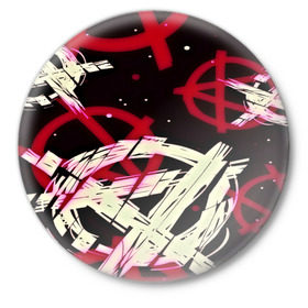 Значок с принтом Anarchy ,  металл | круглая форма, металлическая застежка в виде булавки | Тематика изображения на принте: анархия | паттерн