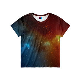 Детская футболка 3D с принтом Столкновение вселенных , 100% гипоаллергенный полиэфир | прямой крой, круглый вырез горловины, длина до линии бедер, чуть спущенное плечо, ткань немного тянется | nebula | звезды | туманность