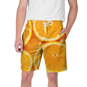 Мужские шорты 3D с принтом Апельсинка ,  полиэстер 100% | прямой крой, два кармана без застежек по бокам. Мягкая трикотажная резинка на поясе, внутри которой широкие завязки. Длина чуть выше колен | апельсин | свежесть | фрукт