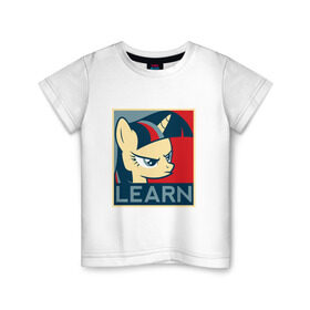 Детская футболка хлопок с принтом Learn Твайлайт Спаркл , 100% хлопок | круглый вырез горловины, полуприлегающий силуэт, длина до линии бедер | learn | twilight sparkle | твайлайт спаркл