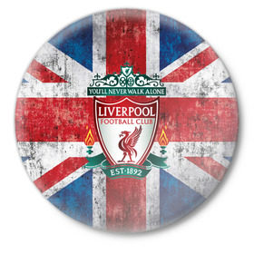 Значок с принтом Ливерпуль ФК ,  металл | круглая форма, металлическая застежка в виде булавки | apl | est | fc | footbal club | liverpool | англия | апл | британия | игра | ливерпуль | лондон | футбол | футбольный клуб