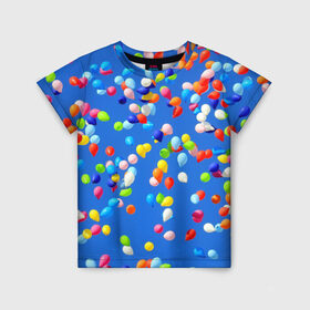 Детская футболка 3D с принтом Воздушные шары , 100% гипоаллергенный полиэфир | прямой крой, круглый вырез горловины, длина до линии бедер, чуть спущенное плечо, ткань немного тянется | воздушные шары | небо | праздник | радость | шарики