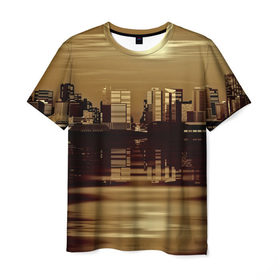 Мужская футболка 3D с принтом Старый город , 100% полиэфир | прямой крой, круглый вырез горловины, длина до линии бедер | 
