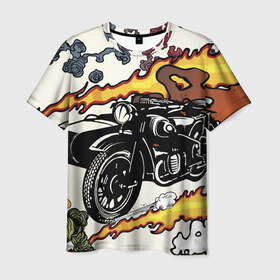 Мужская футболка 3D с принтом Мотоцикл , 100% полиэфир | прямой крой, круглый вырез горловины, длина до линии бедер | vppdgryphon | мотоцикл | харлей