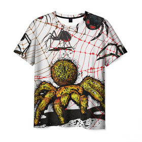 Мужская футболка 3D с принтом Тарантул , 100% полиэфир | прямой крой, круглый вырез горловины, длина до линии бедер | spider | паук | паутина | тарантул