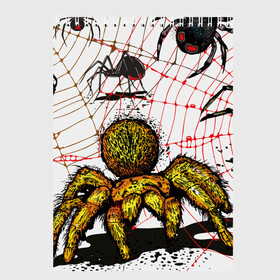 Скетчбук с принтом Тарантул , 100% бумага
 | 48 листов, плотность листов — 100 г/м2, плотность картонной обложки — 250 г/м2. Листы скреплены сверху удобной пружинной спиралью | Тематика изображения на принте: spider | паук | паутина | тарантул