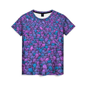 Женская футболка 3D с принтом Загадочные совы , 100% полиэфир ( синтетическое хлопкоподобное полотно) | прямой крой, круглый вырез горловины, длина до линии бедер | птица | птицы | синий | сиреневый | сова | толпа | филин | фиолетовый
