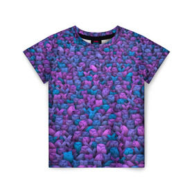 Детская футболка 3D с принтом Загадочные совы , 100% гипоаллергенный полиэфир | прямой крой, круглый вырез горловины, длина до линии бедер, чуть спущенное плечо, ткань немного тянется | птица | птицы | синий | сиреневый | сова | толпа | филин | фиолетовый