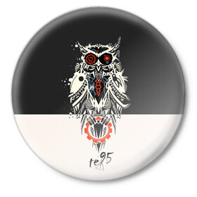 Значок с принтом Owl ,  металл | круглая форма, металлическая застежка в виде булавки | Тематика изображения на принте: three days grace