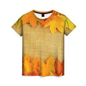 Женская футболка 3D с принтом Foliage , 100% полиэфир ( синтетическое хлопкоподобное полотно) | прямой крой, круглый вырез горловины, длина до линии бедер | листья | осень