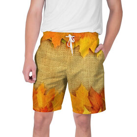 Мужские шорты 3D с принтом Foliage ,  полиэстер 100% | прямой крой, два кармана без застежек по бокам. Мягкая трикотажная резинка на поясе, внутри которой широкие завязки. Длина чуть выше колен | листья | осень