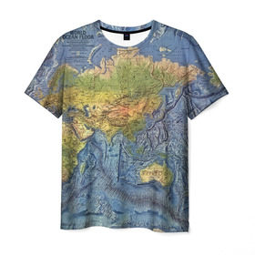 Мужская футболка 3D с принтом Карта , 100% полиэфир | прямой крой, круглый вырез горловины, длина до линии бедер | география | земля | мир