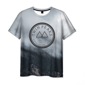 Мужская футболка 3D с принтом Twin Peaks , 100% полиэфир | прямой крой, круглый вырез горловины, длина до линии бедер | Тематика изображения на принте: twin peaks | дэвид линч | лес | лора палмер | сова | твин пикс | туман