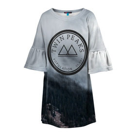 Детское платье 3D с принтом Twin Peaks , 100% полиэстер | прямой силуэт, чуть расширенный к низу. Круглая горловина, на рукавах — воланы | twin peaks | дэвид линч | лес | лора палмер | сова | твин пикс | туман