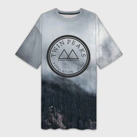 Платье-футболка 3D с принтом Twin Peaks ,  |  | twin peaks | дэвид линч | лес | лора палмер | сова | твин пикс | туман