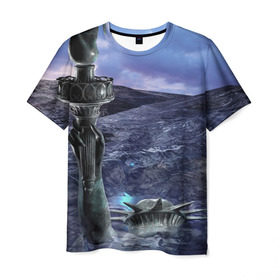 Мужская футболка 3D с принтом Статуя свободы затоплена , 100% полиэфир | прямой крой, круглый вырез горловины, длина до линии бедер | америке | апокалипсис в сша | вода | волна | гибель | глобальное потепление | наводнение | океан вышел из берегов | поток | потоп | трагедия