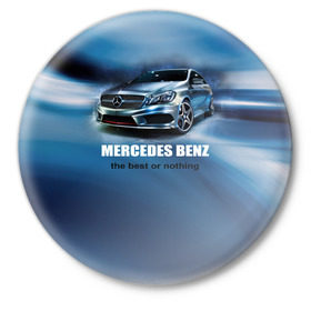 Значок с принтом Мерседес Бенц ,  металл | круглая форма, металлическая застежка в виде булавки | auto | mercedes benz | авто | автомобиль | водитель | машина | мерин | мерс | тачка