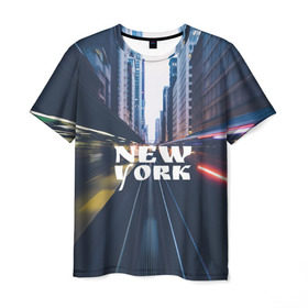 Мужская футболка 3D с принтом New York , 100% полиэфир | прямой крой, круглый вырез горловины, длина до линии бедер | 