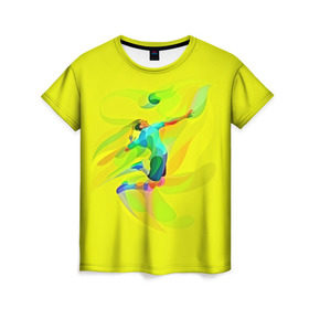 Женская футболка 3D с принтом Волейбол , 100% полиэфир ( синтетическое хлопкоподобное полотно) | прямой крой, круглый вырез горловины, длина до линии бедер | яркий