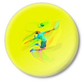 Значок с принтом Волейбол ,  металл | круглая форма, металлическая застежка в виде булавки | Тематика изображения на принте: яркий