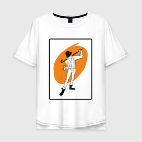 Мужская футболка хлопок Oversize с принтом Заводной апельсин , 100% хлопок | свободный крой, круглый ворот, “спинка” длиннее передней части | clockwork orange | берджесс | заводной апельсин | кубрик | молоко
