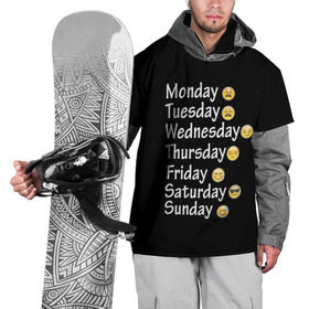 Накидка на куртку 3D с принтом футболка настроение дни недели , 100% полиэстер |  | Тематика изображения на принте: дни недели | настроение | позитив | смайлики