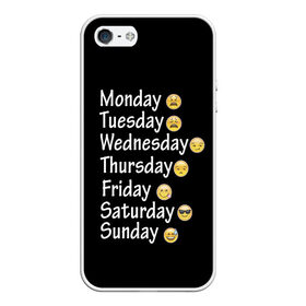 Чехол для iPhone 5/5S матовый с принтом футболка настроение дни недели , Силикон | Область печати: задняя сторона чехла, без боковых панелей | дни недели | настроение | позитив | смайлики