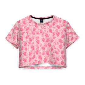 Женская футболка 3D укороченная с принтом Человеческие сердца , 100% полиэстер | круглая горловина, длина футболки до линии талии, рукава с отворотами | Тематика изображения на принте: love | валентин | валентинка | любовь | паттерн | розовый | сердечки | сердце