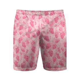 Мужские шорты 3D спортивные с принтом Человеческие сердца ,  |  | love | валентин | валентинка | любовь | паттерн | розовый | сердечки | сердце