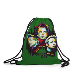 Рюкзак-мешок 3D с принтом Green Day , 100% полиэстер | плотность ткани — 200 г/м2, размер — 35 х 45 см; лямки — толстые шнурки, застежка на шнуровке, без карманов и подкладки | american idiot | green day | грин дей | грин дэй