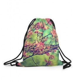 Рюкзак-мешок 3D с принтом Весенние цветы , 100% полиэстер | плотность ткани — 200 г/м2, размер — 35 х 45 см; лямки — толстые шнурки, застежка на шнуровке, без карманов и подкладки | Тематика изображения на принте: 
