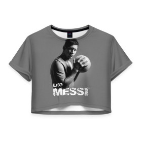 Женская футболка 3D укороченная с принтом Leo Messi , 100% полиэстер | круглая горловина, длина футболки до линии талии, рукава с отворотами | barcelona | spanish | аргентина | барселона | испания | лео | месси | мяч | футбол | футболист