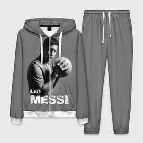 Мужской костюм 3D с принтом Leo Messi , 100% полиэстер | Манжеты и пояс оформлены тканевой резинкой, двухслойный капюшон со шнурком для регулировки, карманы спереди | barcelona | spanish | аргентина | барселона | испания | лео | месси | мяч | футбол | футболист