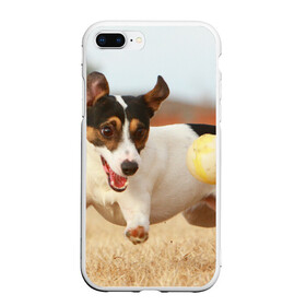 Чехол для iPhone 7Plus/8 Plus матовый с принтом Счастье , Силикон | Область печати: задняя сторона чехла, без боковых панелей | друг человека | животное | игра | красивая | ловит | маленький | милая | мяч | на природе | пес | породистая собака | породы | прикольная | счастливый | щенок