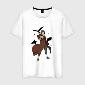 Мужская футболка хлопок с принтом Итачи и его вороны , 100% хлопок | прямой крой, круглый вырез горловины, длина до линии бедер, слегка спущенное плечо. | 