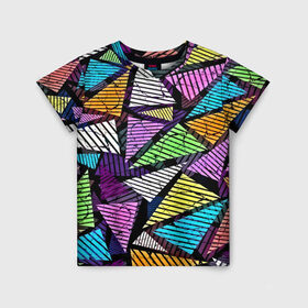 Детская футболка 3D с принтом Fashion triangle , 100% гипоаллергенный полиэфир | прямой крой, круглый вырез горловины, длина до линии бедер, чуть спущенное плечо, ткань немного тянется | 