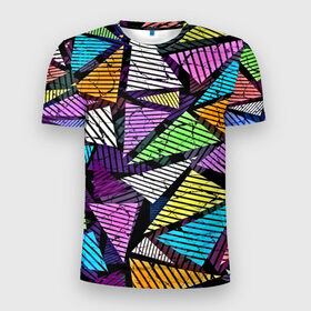 Мужская футболка 3D спортивная с принтом Fashion triangle , 100% полиэстер с улучшенными характеристиками | приталенный силуэт, круглая горловина, широкие плечи, сужается к линии бедра | 