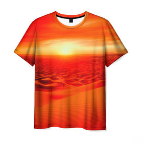 Мужская футболка 3D с принтом Пустыня , 100% полиэфир | прямой крой, круглый вырез горловины, длина до линии бедер | красный | пейзаж | яркий