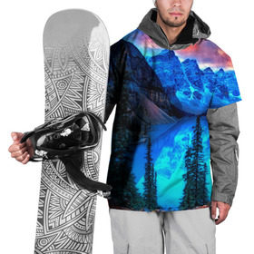 Накидка на куртку 3D с принтом Озеро , 100% полиэстер |  | banff national park | canada | lake | landscape | moraine | лес | озеро | природа | страны