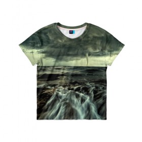Детская футболка 3D с принтом Тайфун , 100% гипоаллергенный полиэфир | прямой крой, круглый вырез горловины, длина до линии бедер, чуть спущенное плечо, ткань немного тянется | море | небо | пейзаж | смерч | ураган