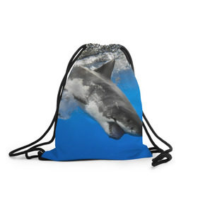 Рюкзак-мешок 3D с принтом Акула , 100% полиэстер | плотность ткани — 200 г/м2, размер — 35 х 45 см; лямки — толстые шнурки, застежка на шнуровке, без карманов и подкладки | shark | море | синий | челюсти