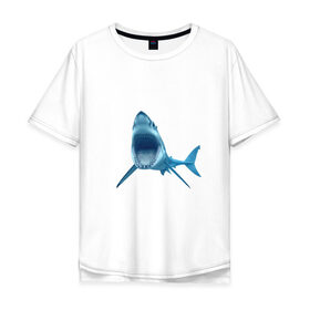 Мужская футболка хлопок Oversize с принтом Акула , 100% хлопок | свободный крой, круглый ворот, “спинка” длиннее передней части | shark | челюсти