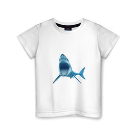 Детская футболка хлопок с принтом Акула , 100% хлопок | круглый вырез горловины, полуприлегающий силуэт, длина до линии бедер | shark | челюсти
