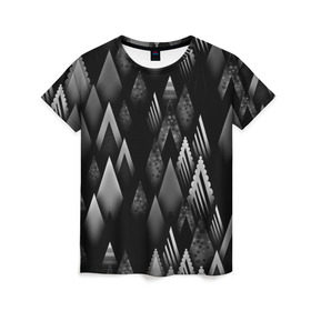 Женская футболка 3D с принтом Ёлочки , 100% полиэфир ( синтетическое хлопкоподобное полотно) | прямой крой, круглый вырез горловины, длина до линии бедер | геометрия | серый | треугольник | черный