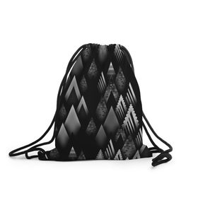 Рюкзак-мешок 3D с принтом Ёлочки , 100% полиэстер | плотность ткани — 200 г/м2, размер — 35 х 45 см; лямки — толстые шнурки, застежка на шнуровке, без карманов и подкладки | геометрия | серый | треугольник | черный