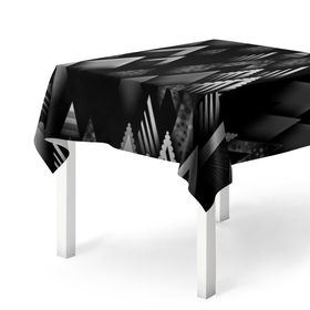 Скатерть 3D с принтом Ёлочки , 100% полиэстер (ткань не мнется и не растягивается) | Размер: 150*150 см | геометрия | серый | треугольник | черный