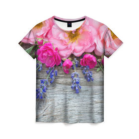 Женская футболка 3D с принтом Весенний аромат , 100% полиэфир ( синтетическое хлопкоподобное полотно) | прямой крой, круглый вырез горловины, длина до линии бедер | желтый | красный | любовь | новинки | подарок | розы | сердце | текстура | тюльпаны | цветы