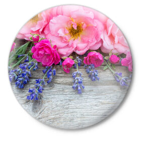 Значок с принтом Весенний аромат ,  металл | круглая форма, металлическая застежка в виде булавки | желтый | красный | любовь | новинки | подарок | розы | сердце | текстура | тюльпаны | цветы