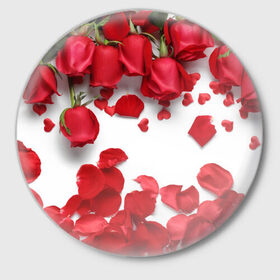 Значок с принтом Сильные чуства ,  металл | круглая форма, металлическая застежка в виде булавки | желтый | красный | любовь | новинки | подарок | розы | сердце | текстура | тюльпаны | цветы