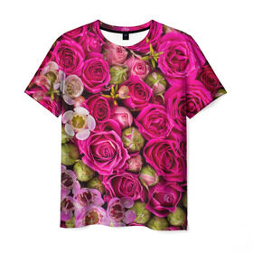 Мужская футболка 3D с принтом Пылания страсти , 100% полиэфир | прямой крой, круглый вырез горловины, длина до линии бедер | желтый | красный | любовь | новинки | подарок | розы | сердце | текстура | тюльпаны | цветы